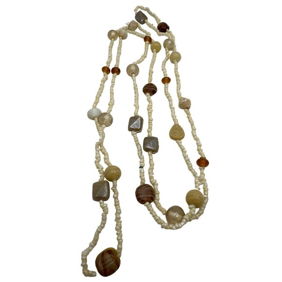 Handcrafted Seed Glass Bead Necklace Boho Style 48" Extra Long Multi-Colors - Picture 6 of 6